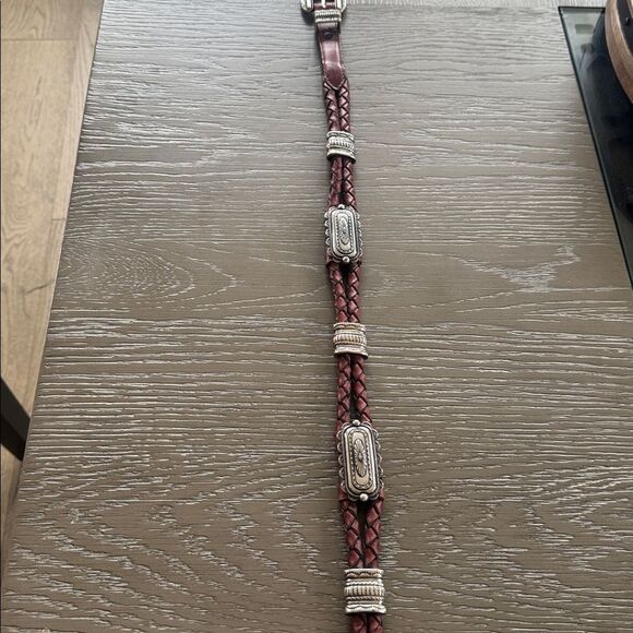 Justin Boots VNTG 1996 Brown Leather Belt Silver Buckle Conchos Western Size 28 - Picture 6 of 16